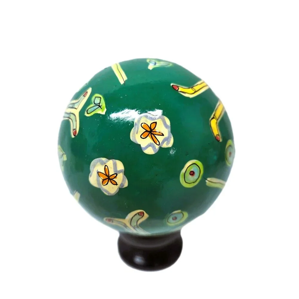 Crate & Barrel Nutcracker Suite Christmas Ornament Paper Mache Ball Ballet Green